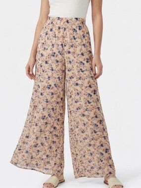 Rewash Smocked Waist Wide Leg Floral Pants